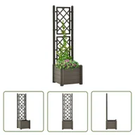 Donice - The Living Store Skrzynia na rośliny z trejażem - 43x43x142 cm - PP - antracytowa - Donica Ogrodowa - miniaturka - grafika 1