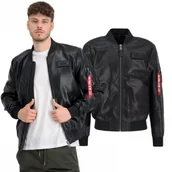 Odzież taktyczna i umundurowanie - Kurtka Alpha Industries MA-1 VF Vegan Leather 106108 03 - Czarna - miniaturka - grafika 1
