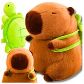 Plecaki szkolne i tornistry - Maskotka Pluszak Kapibara Przytulanka Z Plecakiem Żółw Zabawka 23 cm - miniaturka - grafika 1