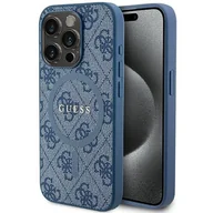 Etui i futerały do telefonów - Etui Guess GUHMP14LG4GFRB Apple iPhone 14 Pro hardcase 4G Collection Leather Metal Logo MagSafe niebieskie/blue - miniaturka - grafika 1