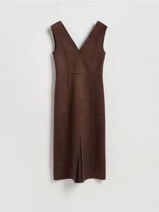 Reserved - Sukienka z imitacji zamszu - brązowy - Sukienki - miniaturka - grafika 1