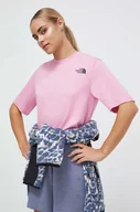 Koszulki sportowe damskie - The North Face t-shirt bawełniany kolor różowy - miniaturka - grafika 1