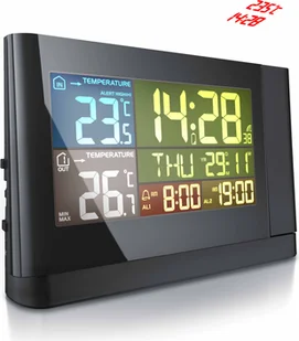 Stacja pogodowa Bearware z czujnikiem zewnętrznym, bezprzewodowa stacja pogodowa z projekcją (obracana o 180°) i kolorowym wyświetlaczem - Stacje pogodowe - miniaturka - grafika 1