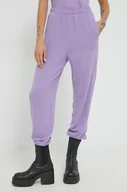Spodnie damskie - Hollister Co. spodnie dresowe damskie kolor fioletowy gładkie - miniaturka - grafika 1