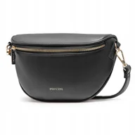 Nerki - PUCCINI Nerka Damska Saszetka Biodrowa Biodrówka Półksiężyc Czarna TM253-1 - miniaturka - grafika 1