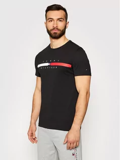 Koszulki męskie - Tommy Hilfiger T-Shirt Global Stripe Chest MW0MW16572 Czarny Regular Fit - grafika 1