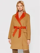 Płaszcze damskie - Tommy Hilfiger Płaszcz wełniany Blend WW0WW31032 Brązowy Regular Fit - miniaturka - grafika 1