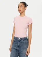 Koszulki i topy damskie - Tommy Jeans T-Shirt Essential DW0DW17383 Różowy Slim Fit - miniaturka - grafika 1