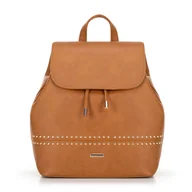 Torebki damskie - Damski plecak z imitacji skóry z nitami brązowy - miniaturka - grafika 1