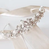 Ozdoby do włosów - Kokonet, Tiara Z Różami Srebrna Korona Ślubna Cyrkonie, Glam - miniaturka - grafika 1