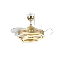 Wentylatory sufitowe - Wentylator sufitowy z oświetleniem LED, zdalne sterowanie, funkcja ściemniania, złoty, trójkolorowy ściemniacz RC - miniaturka - grafika 1