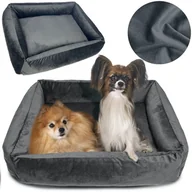 Legowiska dla psów - Legowisko Dla Psa Kanapa Posłanie Welurowe 120X90 Cm Prestiżowe Szare - miniaturka - grafika 1