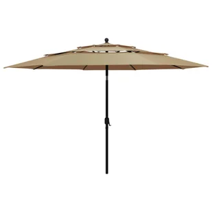 vidaXL 3-poziomowy parasol na aluminiowym słupku, taupe, 3,5 m 313879 - Parasole ogrodowe - miniaturka - grafika 9