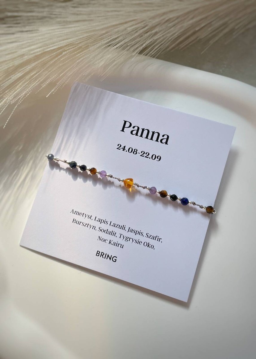 Bransoletka znak zodiaku Panna srebrne kulki