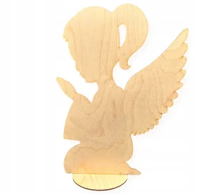 DREWNIANY DEKOR KOMUNIJNY OZDOBA ANIOŁ DZIEWCZYNKA PODSTAWCE KOMUNIA 34CM - Zabawki kreatywne - miniaturka - grafika 1