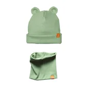Czapki dla dzieci - Komplet Czapka MISIACZKA z kominem - pistacja - miniaturka - grafika 1