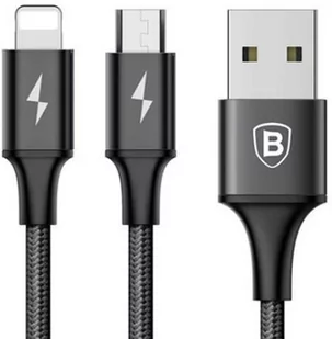 Baseus przewód zasilający microUSB Rapid 2w1 Lightning 3A/1,2 m CAML SU01 czarny # Wpisz kod MDC5PL24 i uzyskaj dodatkowe 25 % rabatu na ten produkt promocja do 17.05.2020 - Ładowarki do telefonów - miniaturka - grafika 1