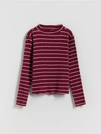 Bluzki dla dziewczynek - Reserved - Koszulka w paski - fioletowy - miniaturka - grafika 1