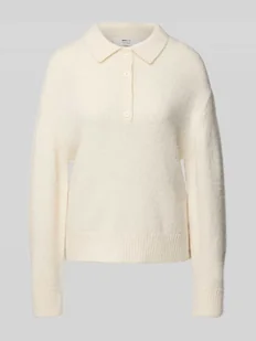 Sweter z dzianiny z wykładanym kołnierzem i listwą guzikową - Swetry damskie Sweter z dzianiny z wykładanym kołnierzem i listwą guzikową - Swetry damskie - miniaturka - grafika 1