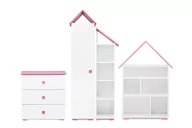 Meble do sypialni - Zestaw mebli młodzieżowych,  4 el. PABIS biały/różowy - miniaturka - grafika 1