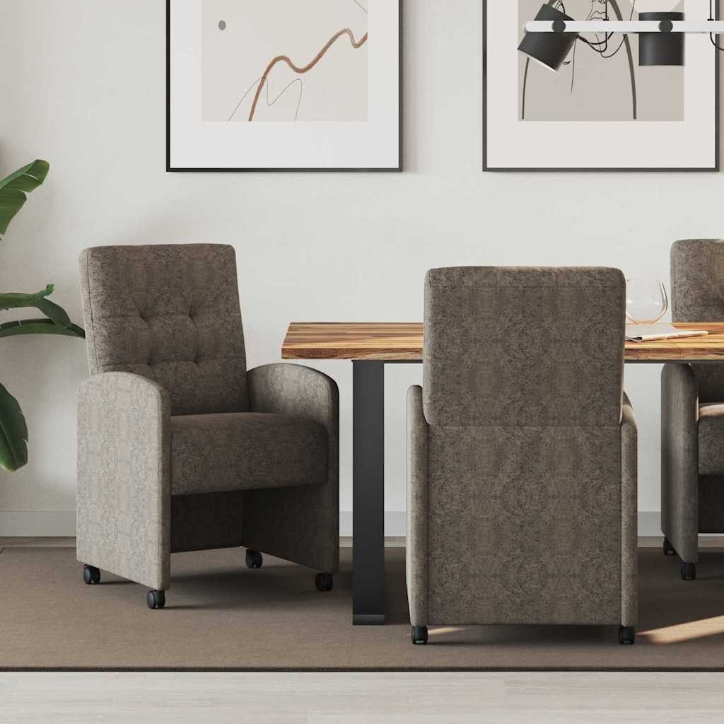 vidaXL Krzesła jadalne z kółkami 2 pcs ciemno szary 57 x 67 x 98 cm