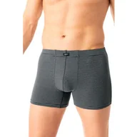 Majtki męskie - Bokserki męskie bawełniane klasyczne grafitowe w drobne paski MXH 328 Key - miniaturka - grafika 1