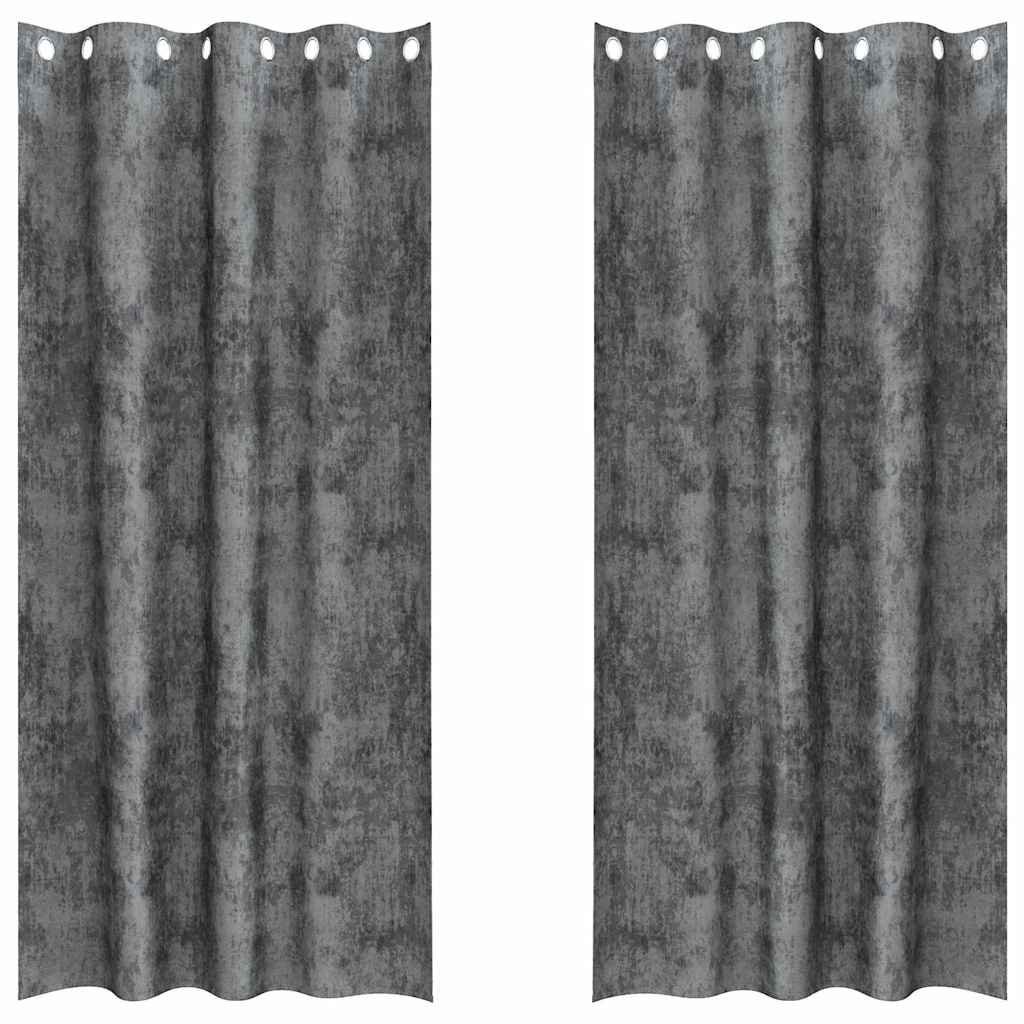 vidaXL Zasłona z zasłonami 2 pcs Szary 225 x 140 cm Aksamit