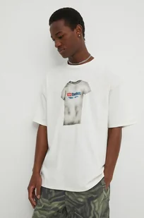 Diesel t-shirt bawełniany T-BOXT-N12 męski kolor beżowy z nadrukiem A12914.0AKAK - Koszulki męskie - miniaturka - grafika 1