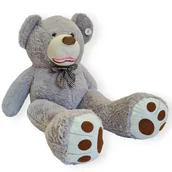 Maskotki i pluszaki - Wielki miś gigant pluszowy z kokardą TEDDY 130 cm jasny szary - miniaturka - grafika 1