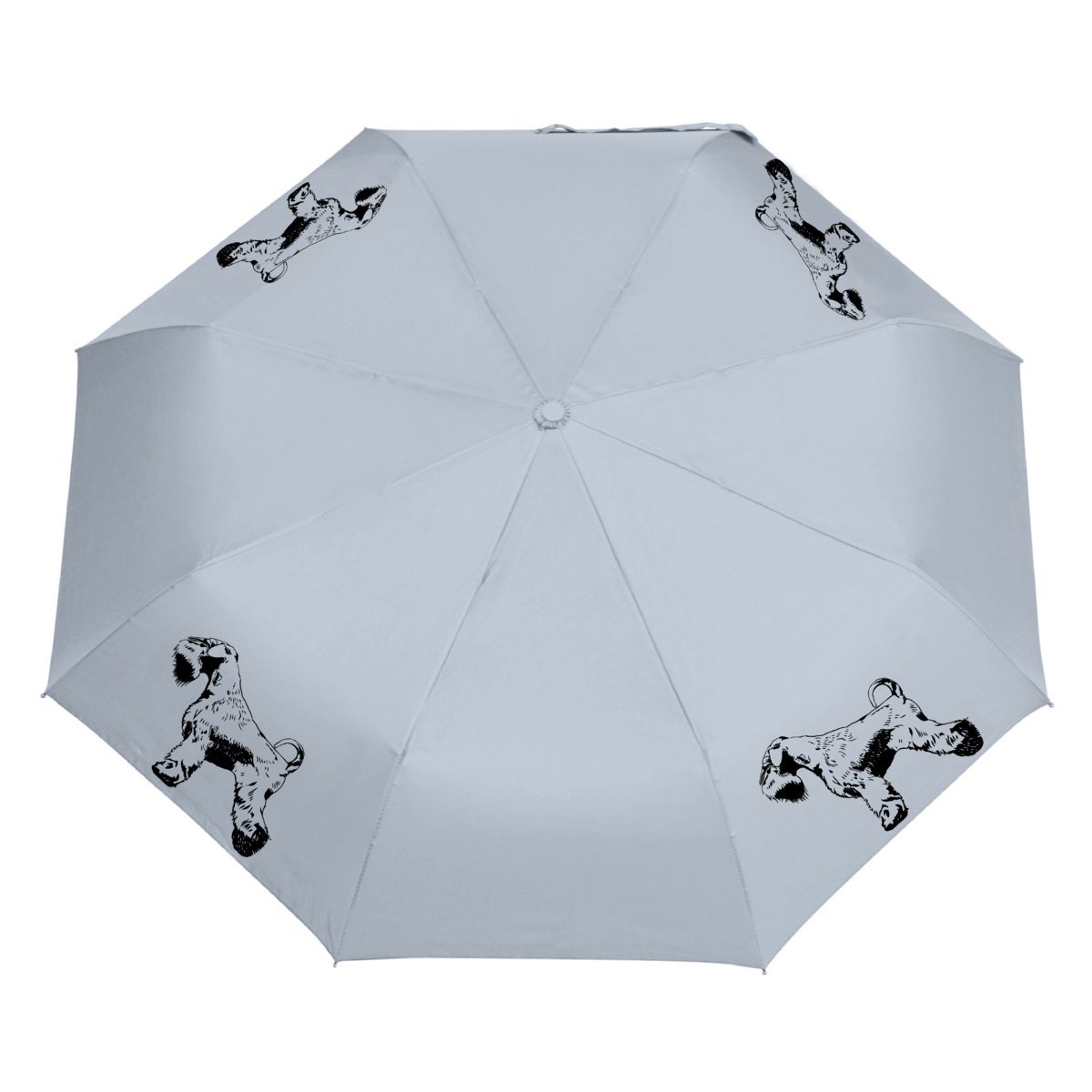 Parasol z Psami Parasolka Sznaucer 2 Składana, Lekka, Wiatroodporna Szary
