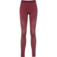 Spodnie damskie - ODLO Damskie spodnie z ciepłą warstwą bazową, Malina Fudge Melange, M - miniaturka - grafika 1