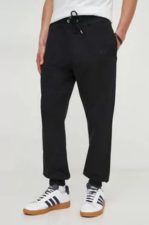 Spodnie męskie - Gant spodnie dresowe bawełniane kolor czarny gładkie - grafika 1
