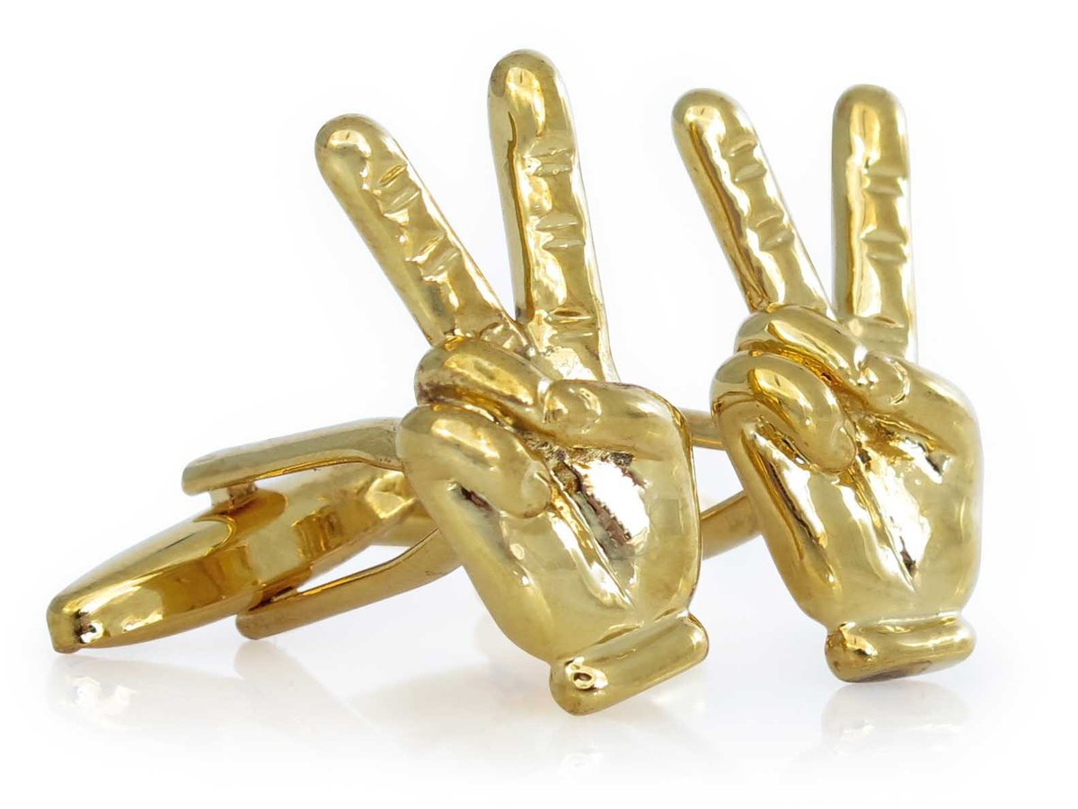 Złote spinki do mankietów - peace A213