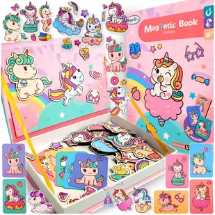 książka magnetyczna z magnesami unicorn - Zabawki interaktywne dla dzieci - miniaturka - grafika 1