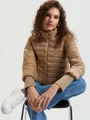 Kurtki damskie - Beżowa kurtka z pikowaniem - miniaturka - grafika 1