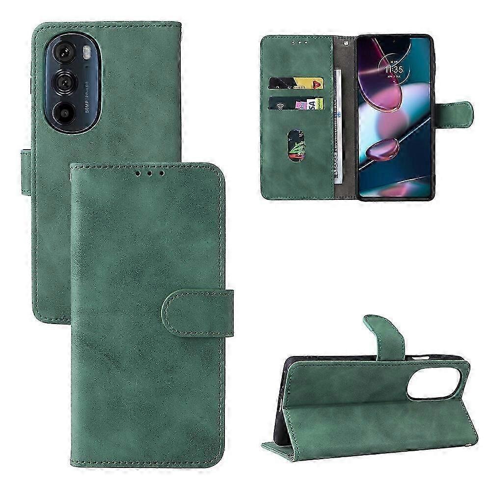 Kompatybilny z Motorola Moto Edge 30 Pro Premium PU Leather Flip Folio z miejscem na kartę Wbudowana magnetyczna osłona portfela Zielony