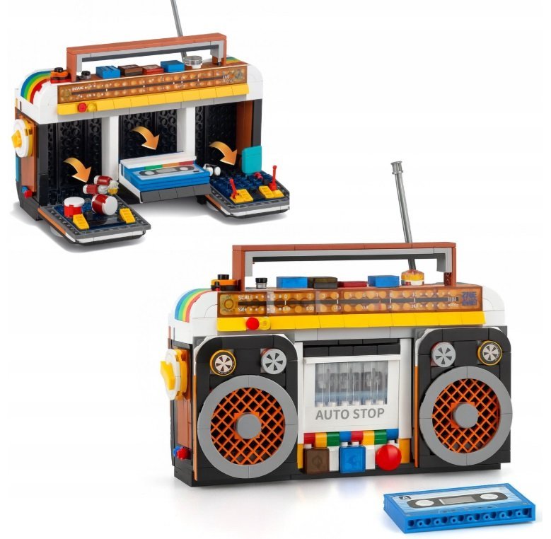 Klocki Radio Retro Boombox Magnetofon Kasetowy Model 554el (554PCS)