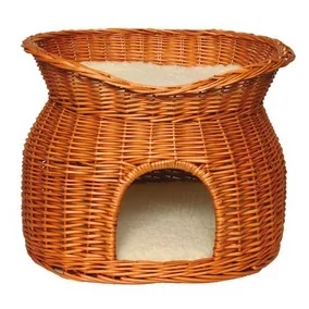 Trixie kosz wiklinowy z dachem do leżenia i 2 poduszkami, 54 × 43 × 37 cm, czarny - Legowiska dla psów - miniaturka - grafika 1