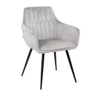 Krzesła - Krzesło ETIENNE welurowe jasnoszare 56x61x86 cm HOMLA - miniaturka - grafika 1