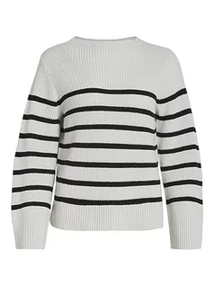 Swetry damskie - Vila Vimonti L/S Stripe Knit Top/Su/PB Sweter z dzianiny, Alyssum Biały. Szczegóły: czarny, S dla kobiet, Alyssum Biały. Szczegóły: czarny, S - grafika 1