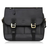 Torby na laptopy - Torba męska na ramię skórzana czarna vintage na laptopa duża t-81-hbl - miniaturka - grafika 1