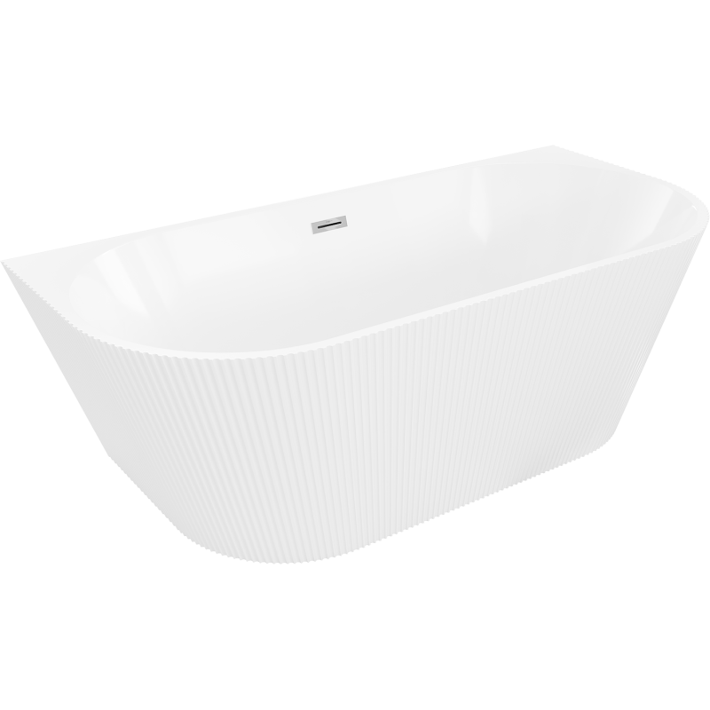 Mexen Oris wanna wolnostojąca przyścienna ryflowana 170 x 80 cm, biała, przelew chrom - 52871708000-01