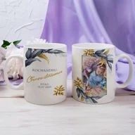 Kubki - Kubek ze zdjęciem - Podziękowanie dla Chrzestnych - Złote Kwiaty - miniaturka - grafika 1