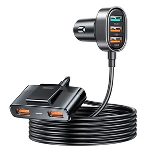 Joyroom Szybka ładowarka samochodowa z przedłużaczem 45W 5xUSB-A  JR-CL03 Pro czarna - Ładowarki samochodowe - miniaturka - grafika 1