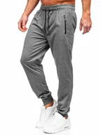 Spodnie sportowe męskie - Antracytowe spodnie męskie joggery dresowe Denley JX6103 - miniaturka - grafika 1
