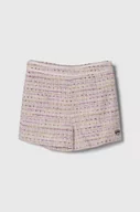 Spodnie i spodenki dla dziewczynek - Guess szorty z domieszką wełny dziecięce kolor różowy wzorzyste regulowana talia - miniaturka - grafika 1