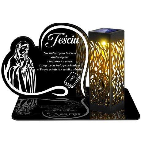 Znicz Solarny Led Wieczny Podstawka Na Cmentarz Grób Lampka Napis Serce 3d Dla Teścia