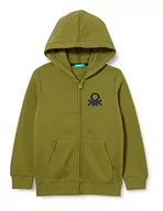 Bluzy dla chłopców - United Colors of Benetton Chłopięca bluza z kapturem z długim rękawem, Zielony wojskowy 37b, 150 - miniaturka - grafika 1