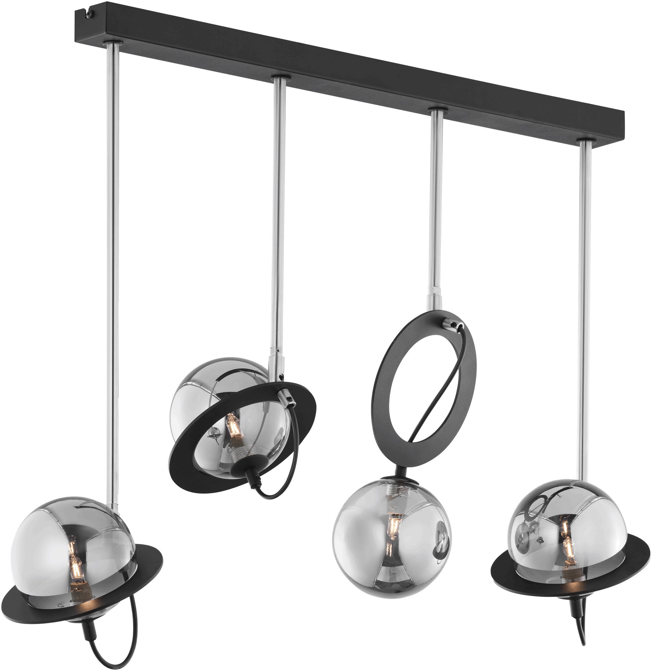 Lampa wisząca Orno OTRIS 4P, lampa wisząca, 4xG9 LED, max. 4x12W, metal, czarny/nikiel, klosz szklany