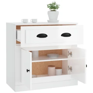 Szafka, biała z połyskiem, 70x35,5x67,5 cm Lumarko! - Szafki do salonu - miniaturka - grafika 6